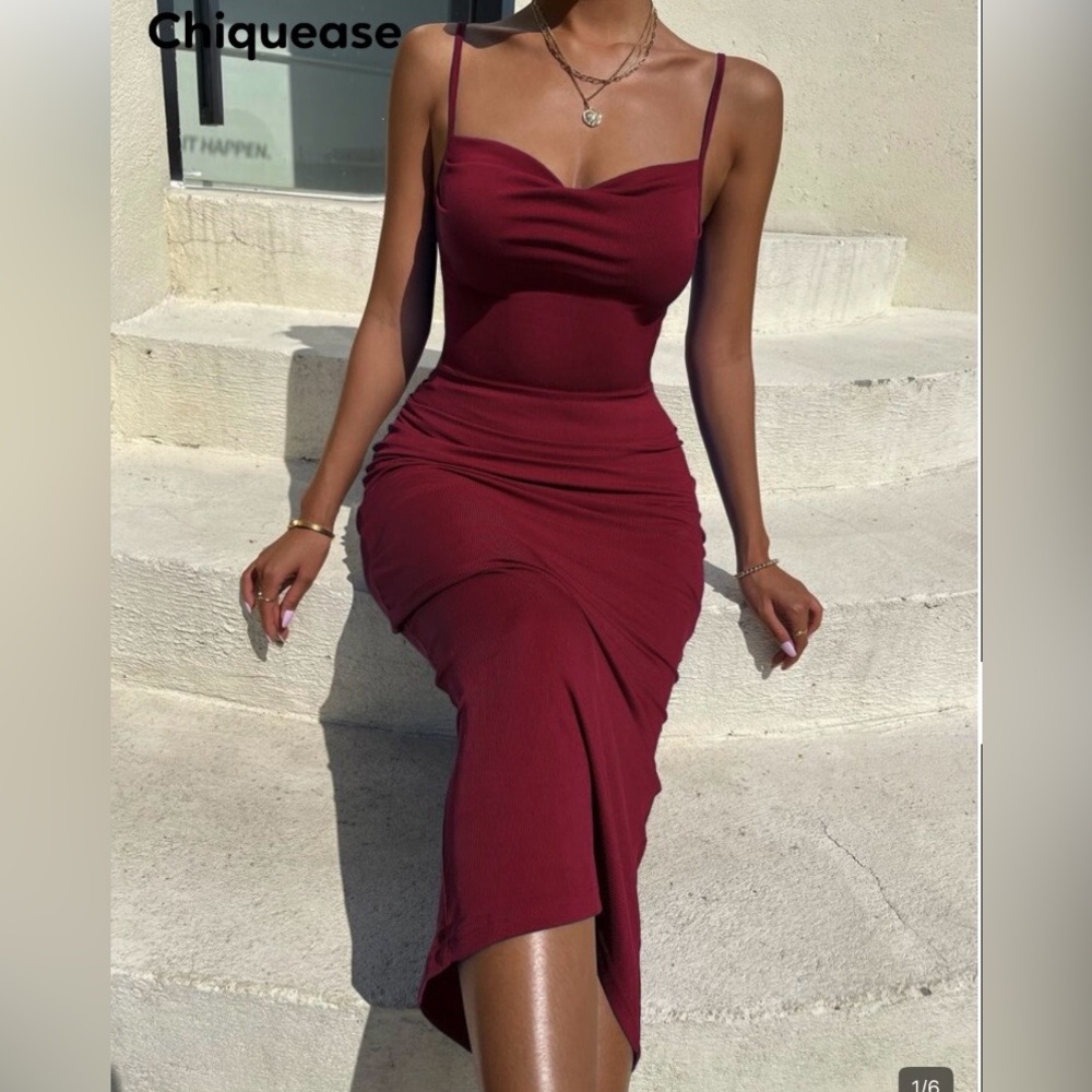 Open back Burgundy Maxi Dress